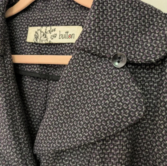 CLEARANCE//Button Wool  Blend Puff Sleeve Belted Y2K Dress - Picture 4 of 11